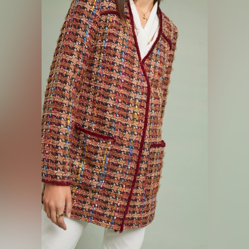 🔥🔥🔥Anthropologie Harlequin Tweed Blazer Jacket - Picture 5 of 16